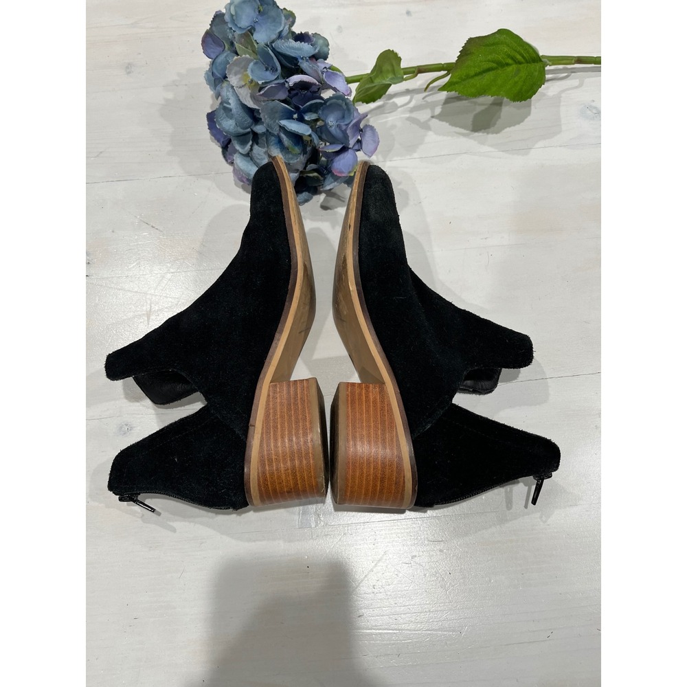 Steve Madden‎ Suede Booties Block Heel Ankle Boots Black Zipper Size?7.5